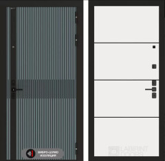 Входная дверь Лабиринт ISSIDA 25 - Белый софт, черный молдинг