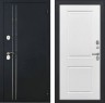 Входные двери L-37 Черный Муар с Блестками/ФЛ-677 Белый матовый